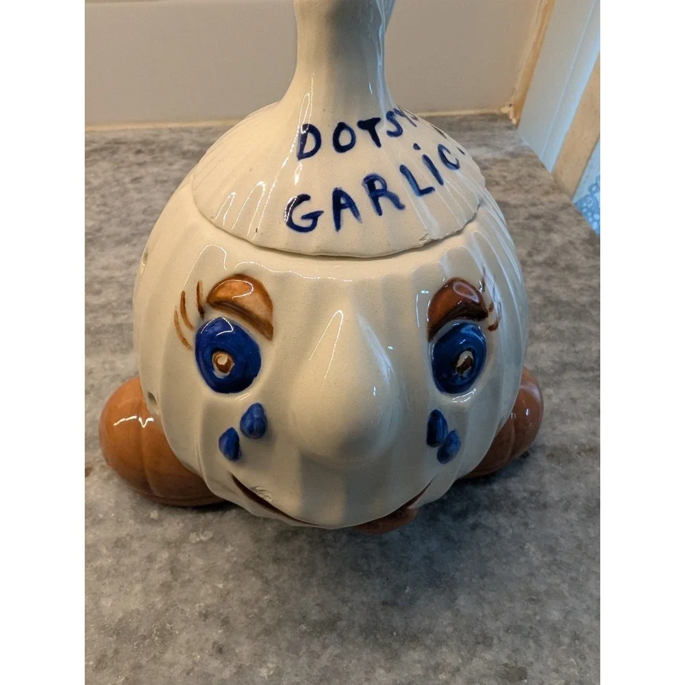 Vintage Dotsy's Ceramic Garlic Keeper Jar With Lid